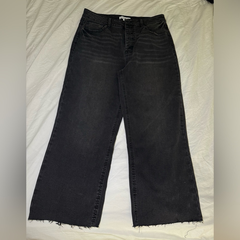 NWOT Jeans And Now This High Waist Wide-Leg Rip Crop Black Wash Size 31 Vintage - Picture 10 of 16